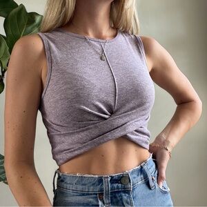 Women's Twist Front Crop Tank Top - Lavender Heather